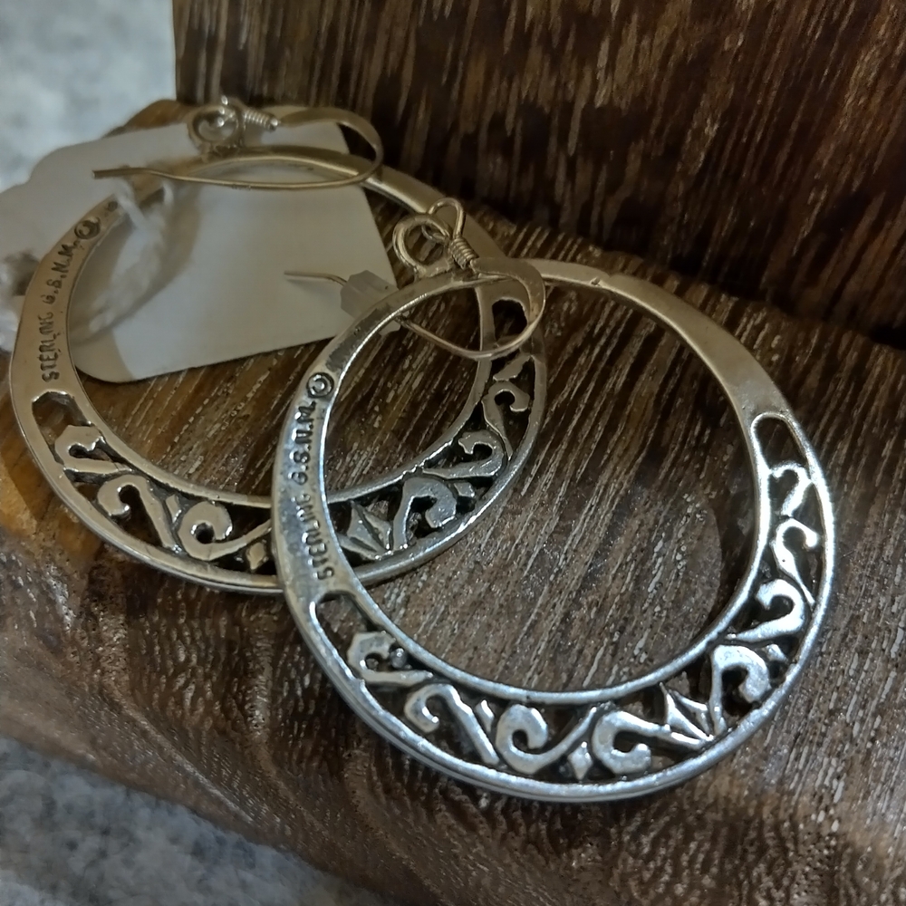 Elegant Silver Hoop Earrings 1.5"